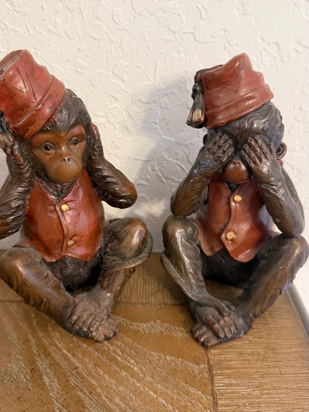 Decorative Red-Brown Monkey Figurine Pair - Home Accents